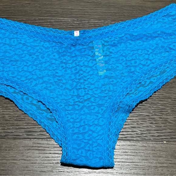 Victoria's Secret PINK Floral Lace Sheer Turquoise Cheeky Panty Large - Picture 2 of 11